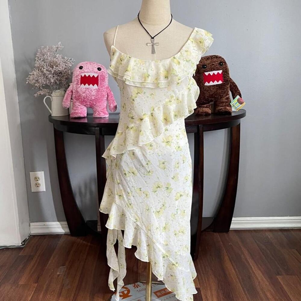 Y2k asymmetrical ruffled dress